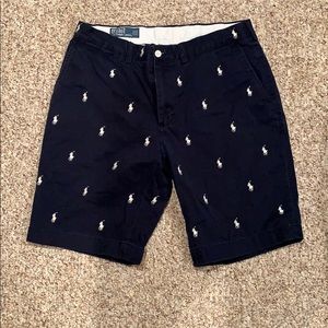 Polo by Ralph Lauren Navy Logo Print Khaki Shorts